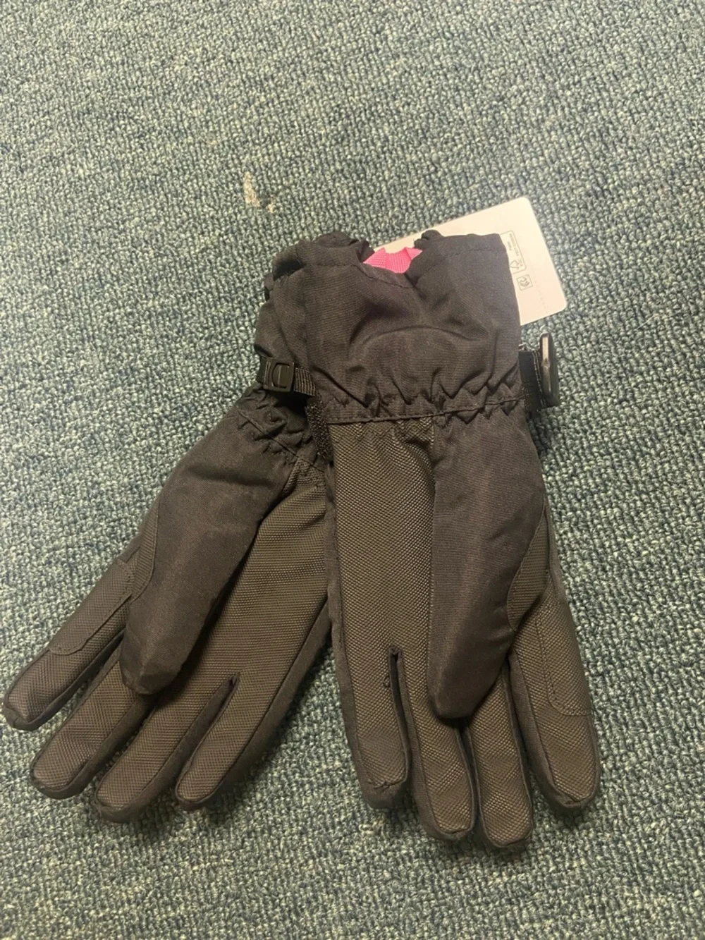 Ozark Trail Kids Mittens Black with Pink and Rainbow Accent